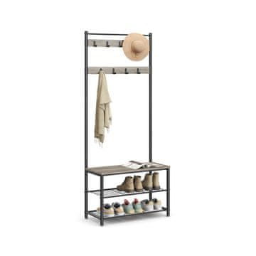 Songmics Obešalnik za plašče 70x32x175 cm siva-bež
