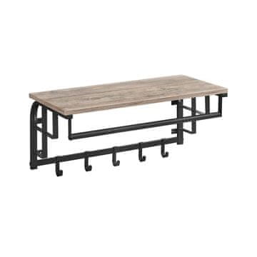 Songmics Stenski obešalnik za plašče 66x30x27 cm Črn
