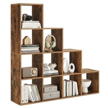 Songmics Knjižna omara 10 kockastih predelkov 129.5x29x129.5 cm Bela