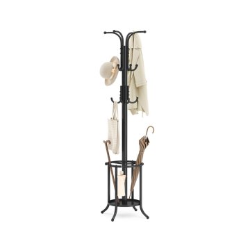 Songmics Samostoječi obešalnik za plašče z držalom za dežnike 40x40x175 cm črne barve