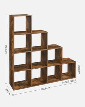 Songmics Knjigarna 10 Predelkov 129.5x29x129.5 cm Bela