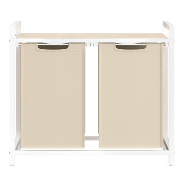 Songmics Košara za perilo 2 predelka 73x33x72 cm kapučino bež