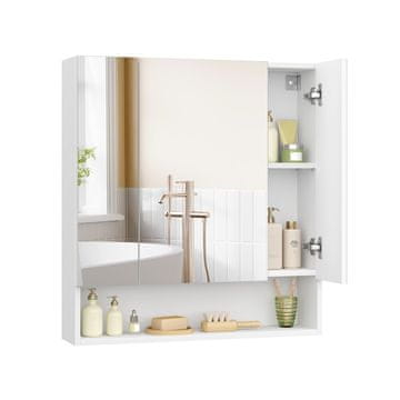 Songmics Kopalniška omarica z ogledalom 16.5x70x75 cm bela