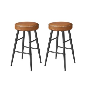Songmics Set 2 barskih stolov 49.5x49.5x63 cm rjave barve