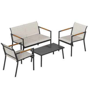 Homestar Vrtni garnitura 4-delna sedežna skupina 106x70,5x77 cm krem kovina