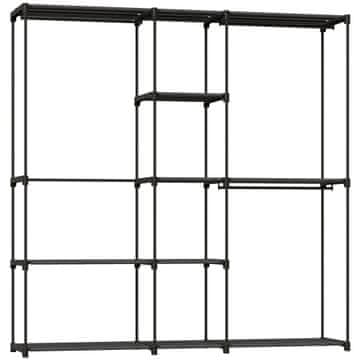 Homestar Omara odprta 4-nadstropna obešalna stojala z 2 obešalnima predaloma 182x43x185 cm Črna