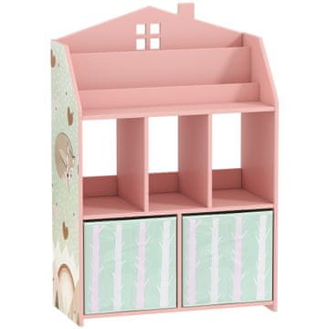 Homestar Otroška knjižna polica z 2 tkaninskima predaloma 62,5x30x91,5 cm roza