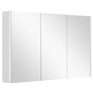 Costway Kopalniški viseči omarica 90x11x65 cm bela s 3 ogledali, 3 vrati, 3 nastavljive police