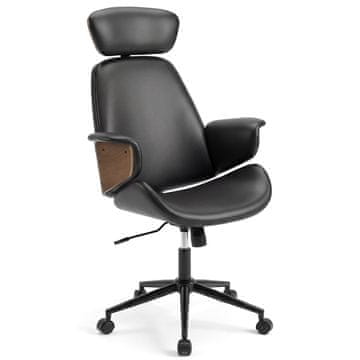 Costway Ergonomski pisarniški stol z naslonom za glavo, nastavljiva višina, črn