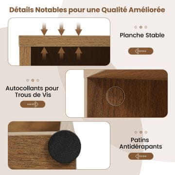 Costway Odprta knjižna polica 2-kocka 3-etažna 42x29,5x53,5 cm naravna