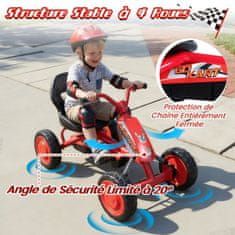 Costway Otroški pedalni gokart z 2-pozicijskim nastavljivim sedežem, 4 kolesa odporna proti obrabi, rdeč