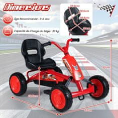Costway Otroški pedalni gokart z 2-pozicijskim nastavljivim sedežem, 4 kolesa odporna proti obrabi, rdeč