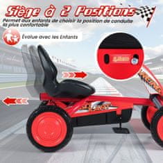 Costway Otroški pedalni gokart z 2-pozicijskim nastavljivim sedežem, 4 kolesa odporna proti obrabi, rdeč