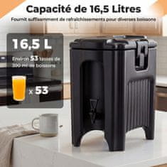 Costway Izoliran razdelilec pijač 16,5 l, črn
