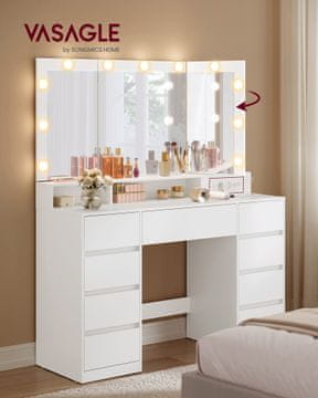 Songmics Toaletna mizica 107x40x144 cm bela