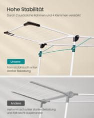 Songmics Stojalo za sušenje oblačil 174x56x96 cm Belo