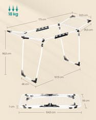 Songmics Stojalo za sušenje oblačil 174x56x96 cm Belo