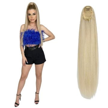 Podaljšek za lase v obliki konjskega repa, sintetični, 70 cm dolg, blond, gladka struktura, premium vlakna, takojšnja gostota in dolžina, naraven sijaj, udoben za nošenje, za vsakodnevno in svečano