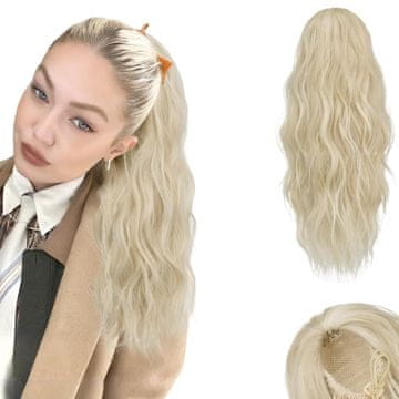 Sofeiyan 45 cm umeten konjski rep, valovit kodrasti vstavki za lase z vrvico, blond, sintetična vlakna, naraven videz, beach waves, za vsakodnevno uporabo in posebne priložnosti, prihranek časa