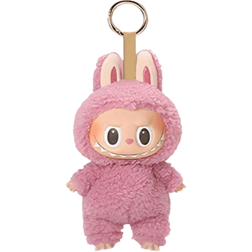 Nikcorp Plišasta igrača obesek za ključe figurica Labubu roza 17 cm, mehka, puhasta, modni dodatek za torbico, nahrbtnik, ključe, zbirateljska lutka, sodoben pop art stil, kawaii, premium pliš, plastični