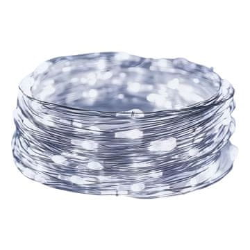 LED girlanda 100 luči, 10m bakrena žica, vodoodporna IP65, dekorativna svetlobna veriga za notranjo in zunanjo uporabo, napajanje na baterije, srebrna barva, ustvarite čarobno vzdušje