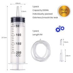 Merilna brizga 500 ml z 100 cm cevko, natančno doziranje tekočin, laboratorijska, industrijska in hobi uporaba, kakovostna plastika, gumijasto tesnilo s silikonskim premazom, bela