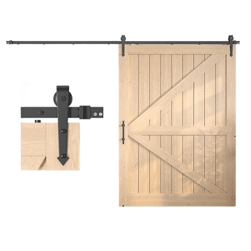 Sistem drsnih vrat SANKEYTEW Barn Door Loft, črna tirnica komplet 396 cm, ogljikovo jeklo, nosilnost 120 kg, tihe najlonske rolice, za vrata debeline 4 cm, idealen za dnevne sobe, spalnice