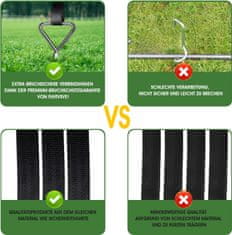 Talne sidro za trampolin s trakovi, komplet 4 kosov, 2,5 m dolžina trakov, 9 mm debelina jekla, kovinski, vsestranska uporaba za vrtne hišice, šotore, gugalnice, vijačenje, vklj. adapter za vrtalnik