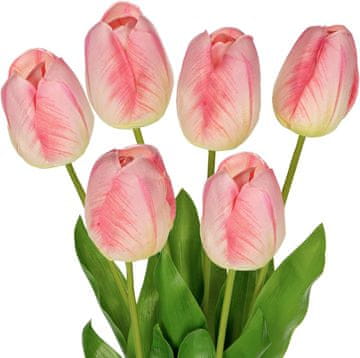 Umetni tulipani dekorativni komplet 6 kosov roza, realistični, svileni cvetni listi, plastična stebla, 60 cm dolžina, notranja dekoracija za dom, pisarno, poroke, brez vzdrževanja, obstojne barve