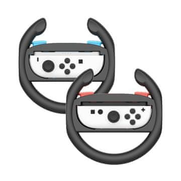 Volani za igralne konzole Nintendo Switch Joy-Con, komplet 2 kosov, črna, ergonomski, ABS plastika, za dirkalne igre, izboljšana natančnost, enostavna namestitev, varen oprijem, mobilni