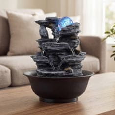Costway Notranji vodnjak Zen Cascade 21,5x26 cm črn s pisano LED osvetlitvijo in tihim črpalko
