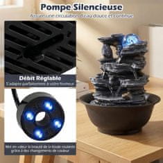 Costway Notranji vodnjak Zen Cascade 21,5x26 cm črn s pisano LED osvetlitvijo in tihim črpalko