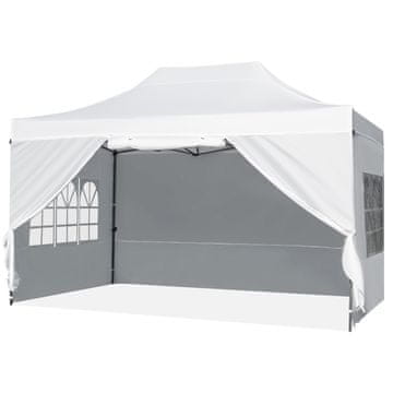 Costway Šotor s pokrovom na zložljiv okvir 10x14 ft bel