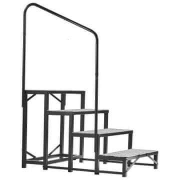 VEVOR RV stopnice 4 stopnice z ograjo 71.5x104.5x148 cm črne barve