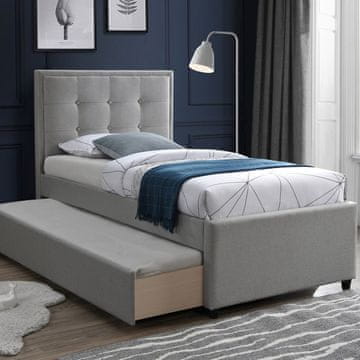 Homestar Postelja OSWALDO 90x200 cm z dvema vzmetnicama Harmony Uno, platina siva