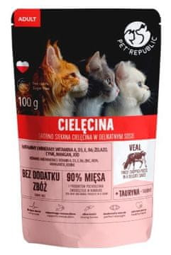 PET PET REPUBLIC Odrasla sitno sjeckana teletina - mokra hrana za mačke - 100 g