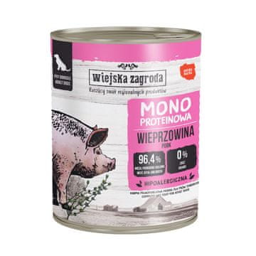 Wiejska Zagroda WIEJSKA ZAGRODA Mono Svinjetina - mokra hrana za pse - 800g