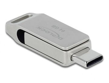 Delock DeLOCK USB-C + Type-A memorijski stick 64GB, metalno kućište, srebrni