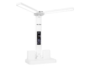 slomart LED stolna svjetiljka LB-24 s satom, bijela