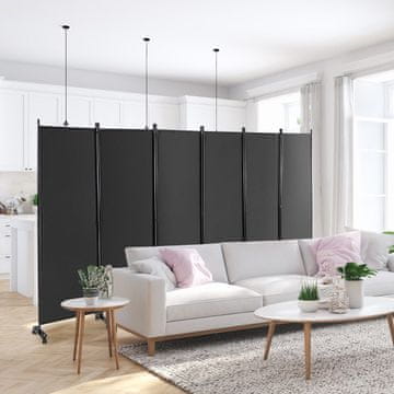 Costway Prostorovni delilec 6 panelov, 183 cm visok, na kolesih, siv