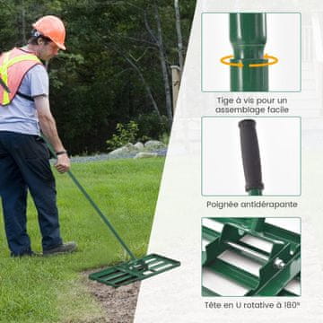 Costway Grablje za izravnavo trate 30x10 palcev z ergonomskim ročajem