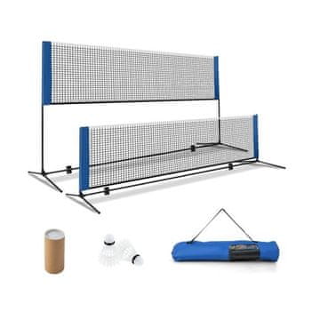 Costway Prenosljiva mreža za badminton s palicami in torbo za prenašanje, modra