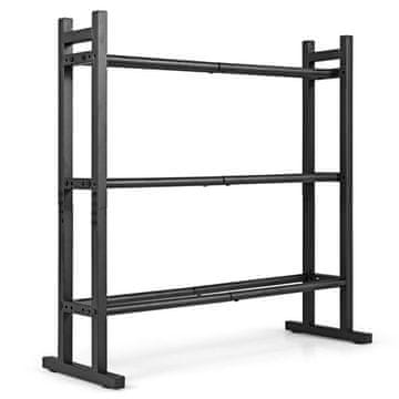 Costway 3-nivojski regal za uteži z zmogljivostjo 240 kg, nastavljiv stojalo za uteži, črno