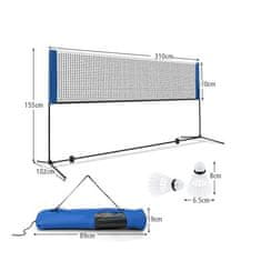 Costway Prenosljiva mreža za badminton s palicami in torbo za prenašanje, modra