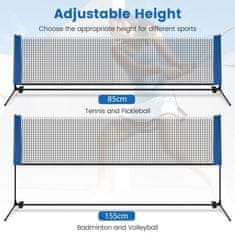 Costway Prenosljiva mreža za badminton s palicami in torbo za prenašanje, modra