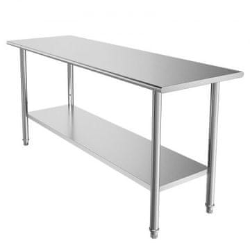 VEVOR Delovna miza 61x183 cm iz nerjavečega jekla