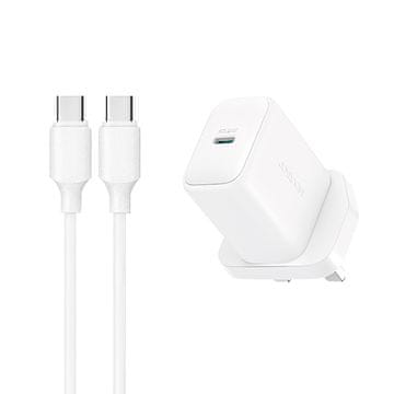 Joyroom Joyroom JR-TCF20 PD 20W stenski polnilnik (UK vtič) + 1m USB-C kabel - bel