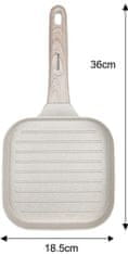 slomart Klausberg grill ponev, bež, 36x18,5 cm, neprijemljiva, leseni ročaj