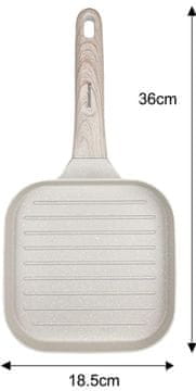 slomart Klausberg grill ponev, bež, 36x18,5 cm, neprijemljiva, leseni ročaj