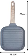 slomart Klausberg grill ponev, siva, 36x18,5 cm, neprijemljiva, leseni ročaj
